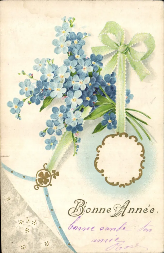 Mata de myosotis — Boa Ano — K.F. BOUTURE, PARIS SÉRIE 07087 - Frente