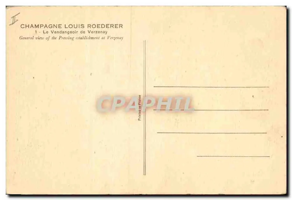 Vendangeoir Louis Roederer — Verzenay — In Frankreich gedruckt - Rückseite