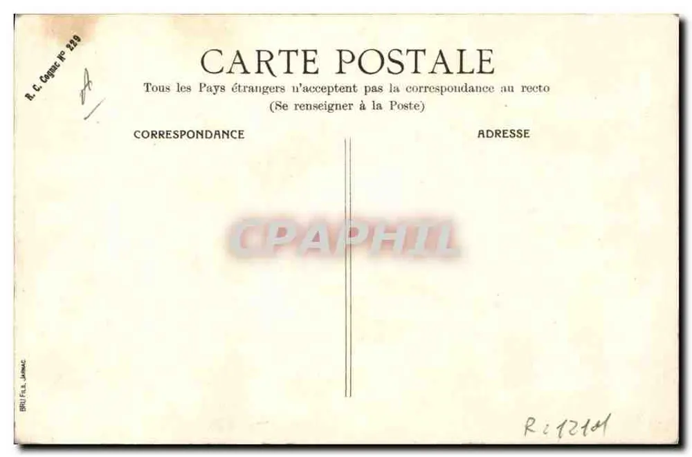 Cognac Bisquit — Publicidade para o cognac Bisquit & Cie — editor R.C. Cognac n° 329 - Verso