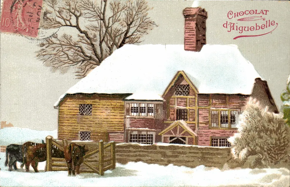 Castelo nevado — Chocolate d'Aiguebelle — editor Aiguebelle, número de série não visível - Frente