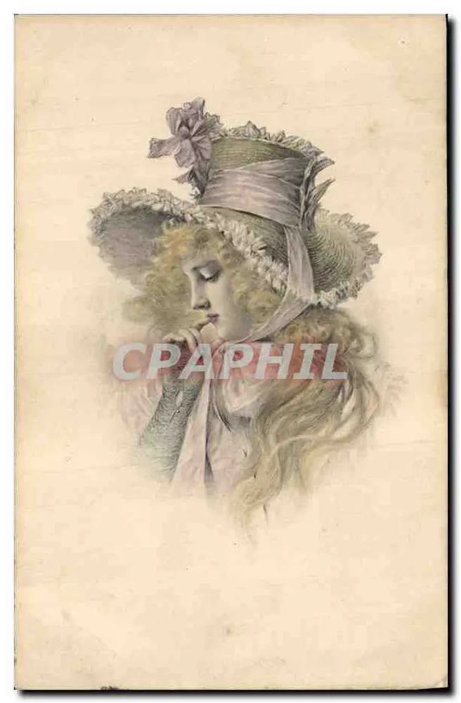 Junge Frau mit Blumenhut — Illustration — M. M. Vienne, Nr. 100 - Vorderseite