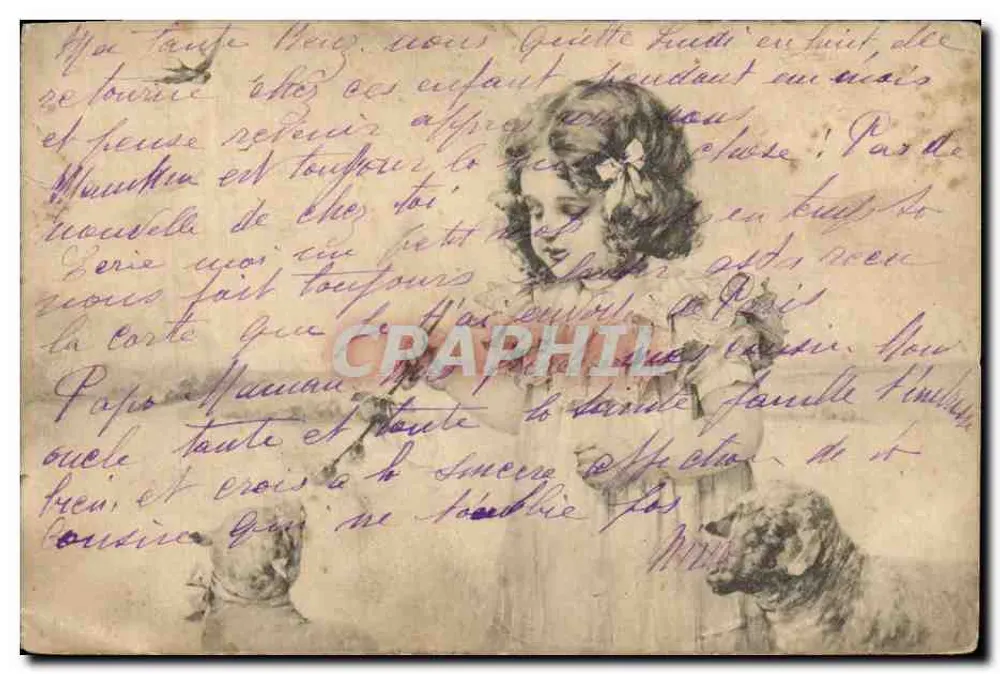 Frau und Hund — Illustration — Ansichtskarte Nr. 184 von M. M. VITINE - Vorderseite