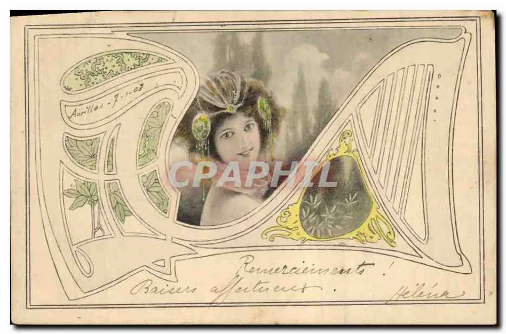 Frau mit Diadem — Art nouveau — veröffentlicht von Hélène, n° 103 - Vorderseite