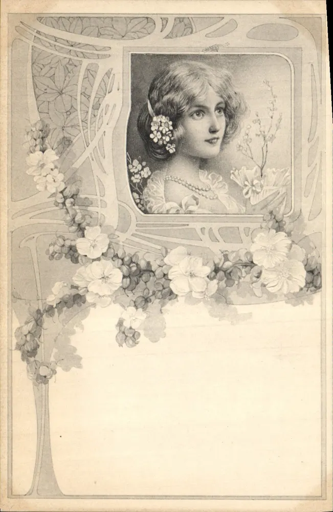 Junge Frau — Art Nouveau-Portrait — M. M. Vienne, Nr. 166 - Vorderseite