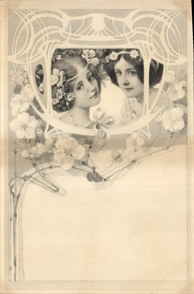 Zwei junge Frauen — Jugendstil — M. M. Vienne, Nr. 106 - Vorderseite