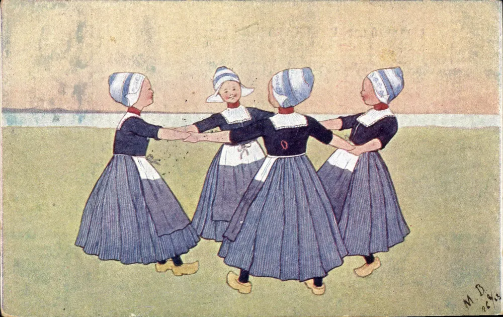 Frauen im traditionellen niederländischen Kleid — Tanz — M. B. 243 - Vorderseite