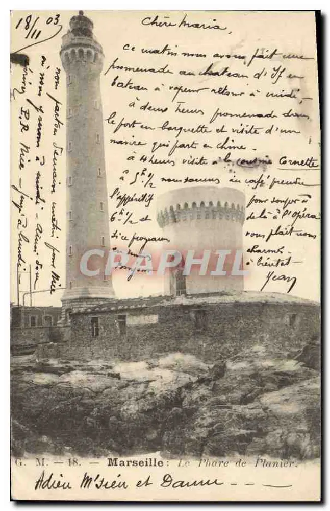 Marseille : Le Phare de Planier — éditeur G. M. - 18 - Awers