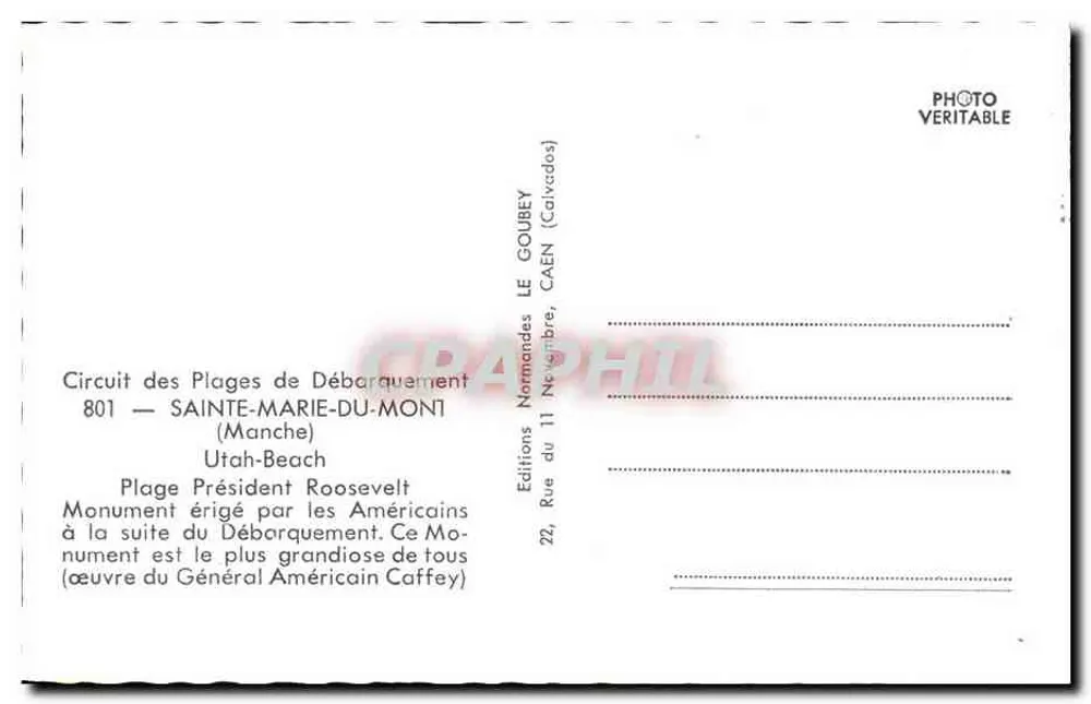 Utah-Beach — Sainte-Marie-du-Mont — Denkmal errichtet von den Amerikanern nach dem Landung - Rückseite