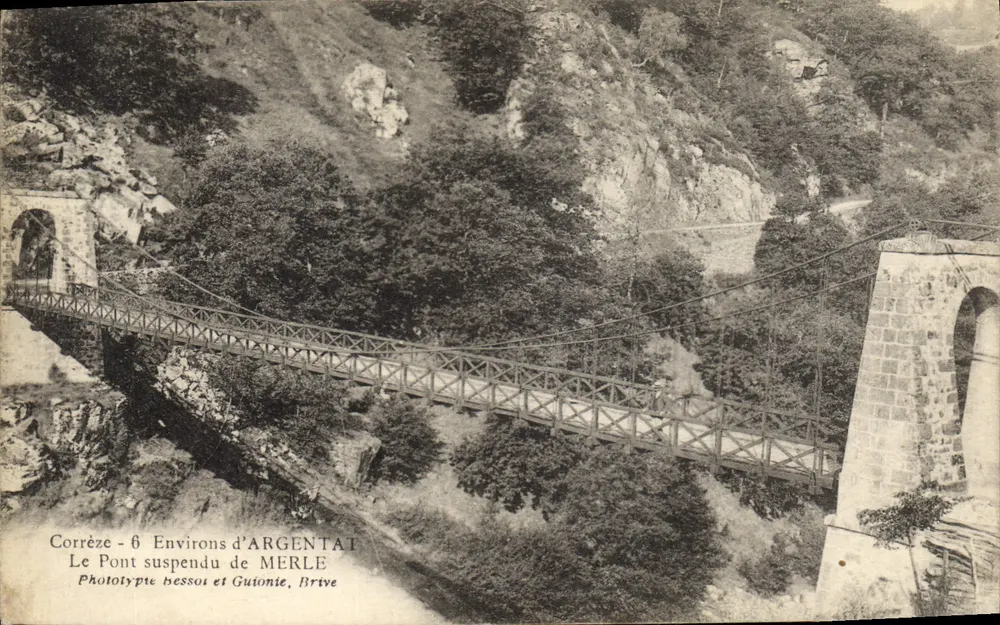 Hängebrücke von Merle - Corrèze - Umgebung von Argentat - Phototypie Bessot et Gutionie, Brive - Vorderseite