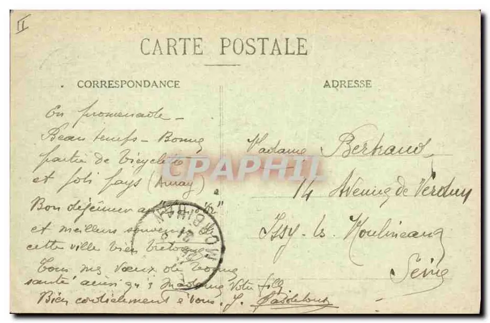 Omgeving van AURAY - Het Pont du Bono — Collectie H. Laurent, Port-Louis - Achterkant