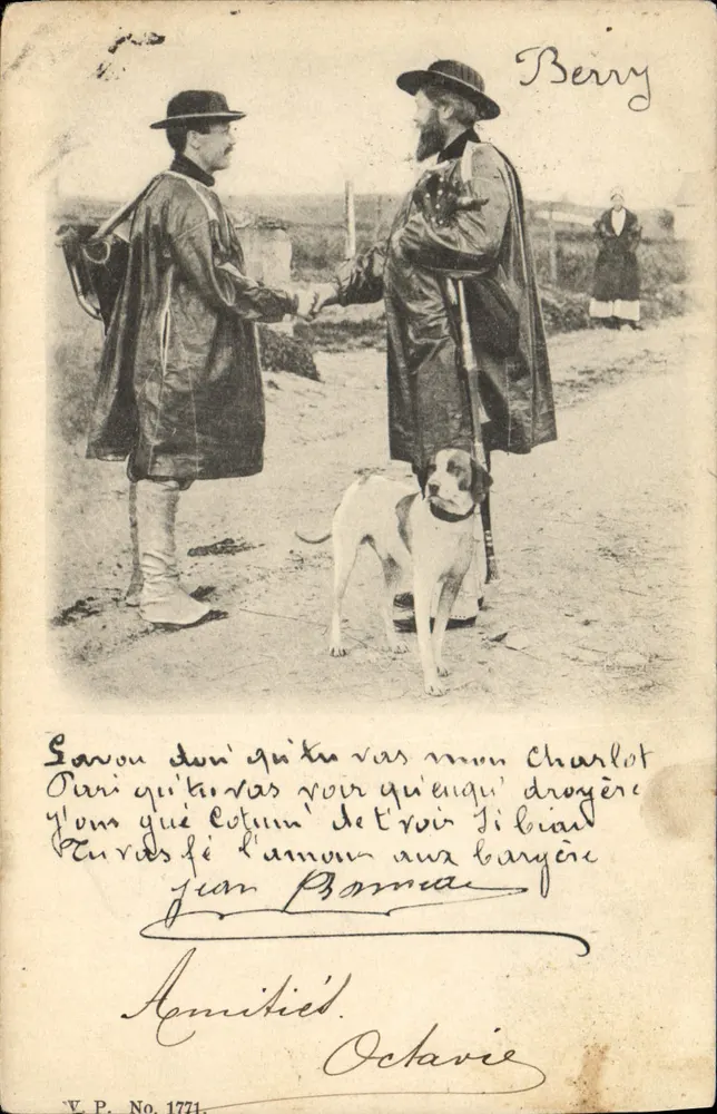 Dois homens em traje de pescador em Berry — editor V.P. No 1771 - Frente