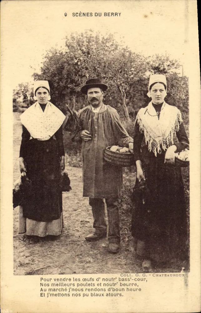 Cenas do Berry — Mercado de ovos e galinhas — Coleção G. G. Châteauroux, n°9 - Frente