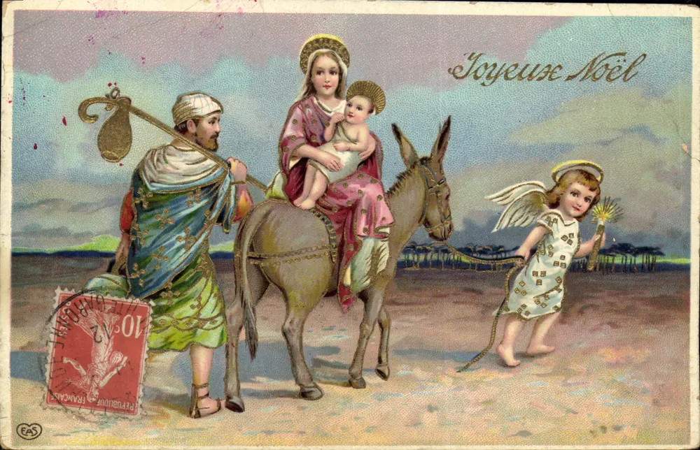 Maria mit dem Kind und dem Engel — Weihnachten — unbekannter Verleger, Seriennummer nicht sichtbar - Vorderseite