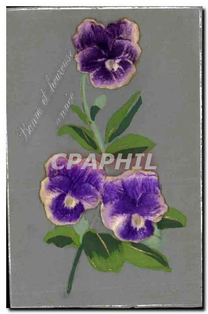 Flores violetas — Boa e feliz ano — Edição Brekfort - Frente