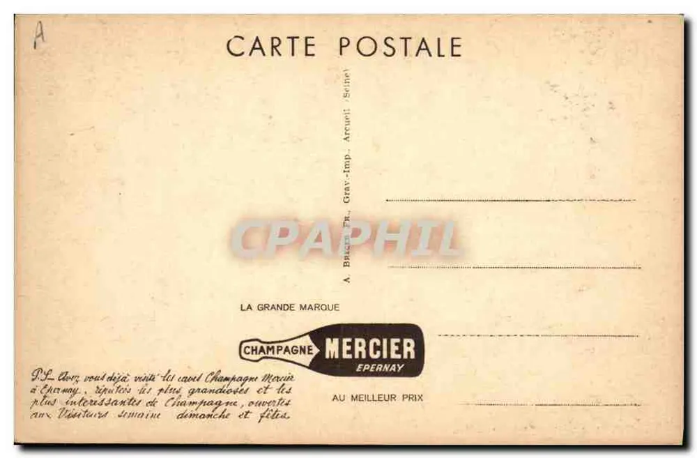 Champagne Mercier, Epernay — Reinigung der Flaschen — Verlag A. Bricot Frères, Epernay - Rückseite