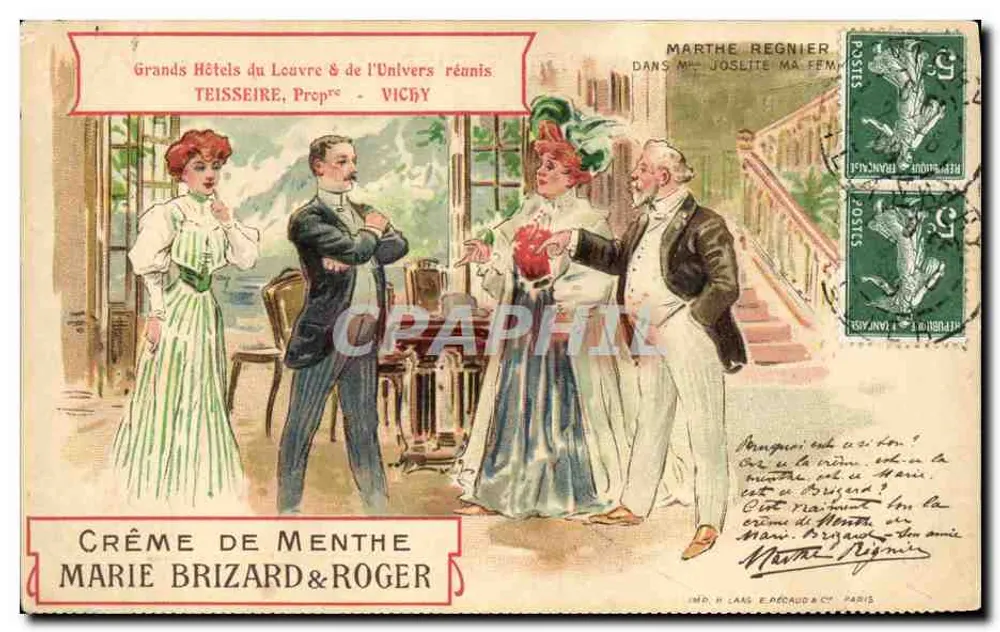 Grands Hôtels du Louvre & de l'Univers réunis — scène de salon — éditeur MARIE BRIZARD & ROGER, Paris - Vorderseite