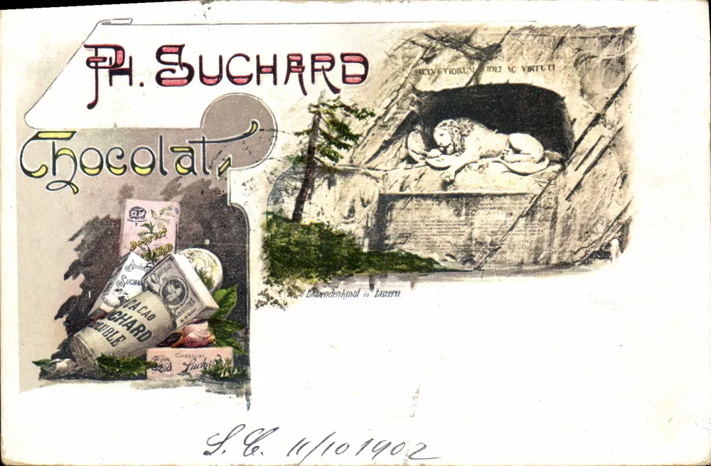 Lion de Lucerne — monument à la mémoire de la Suisse — éditeur PH. SUCHARD, n° 1101902 - Frente