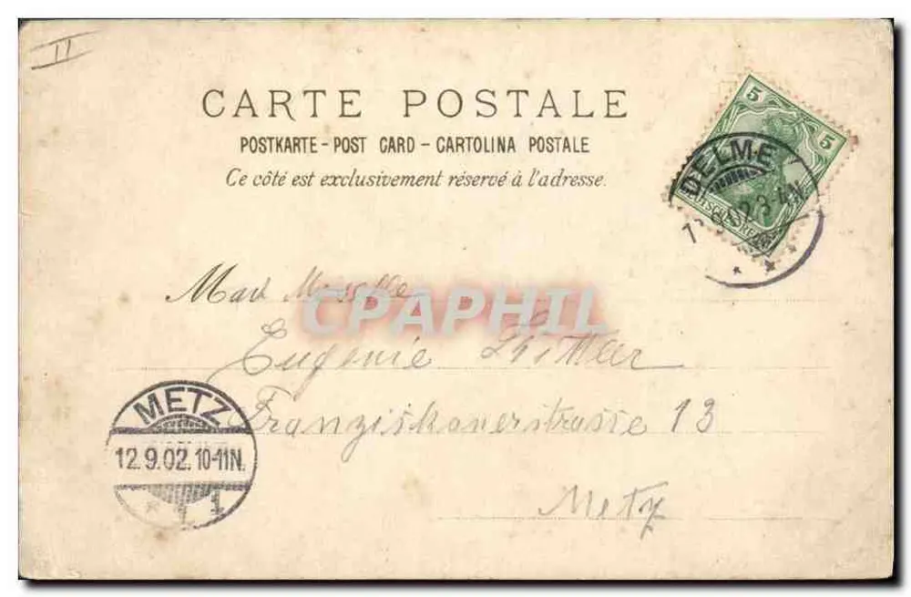 Paar im Restaurant — intime Szene — Éditeur CHICORÉE & ARLATTE & CIE, CAMBRAI - Rückseite