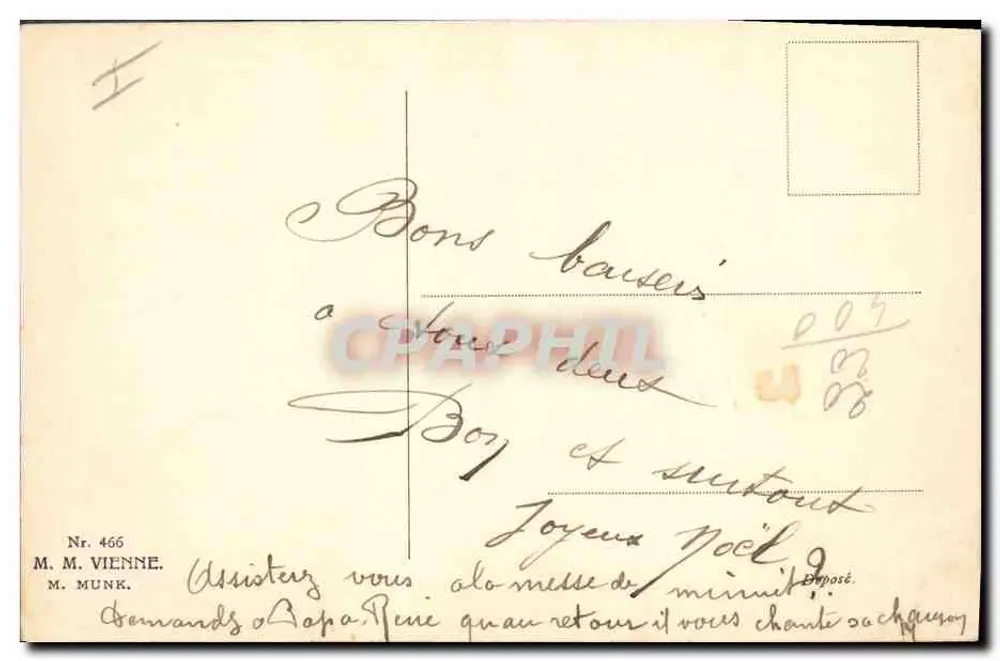 Kind und Welpen unter Efeuästen — R. Ussery — Verlag M. M. Vienne, Nr. 466 - Rückseite
