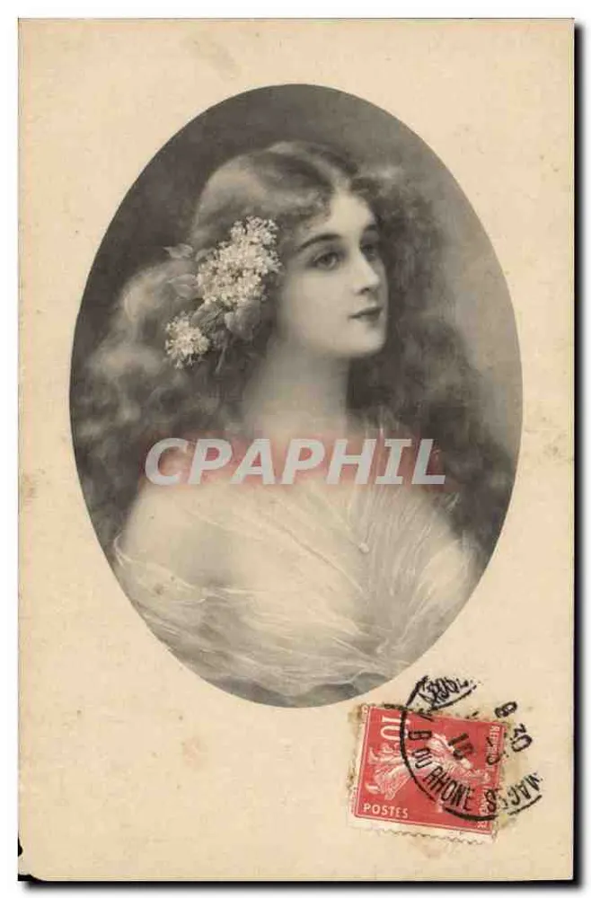 Junge Frau mit Blume im Haar — M. M. MUNK, Nr. 352 — Verlag M. M. Wien - Vorderseite