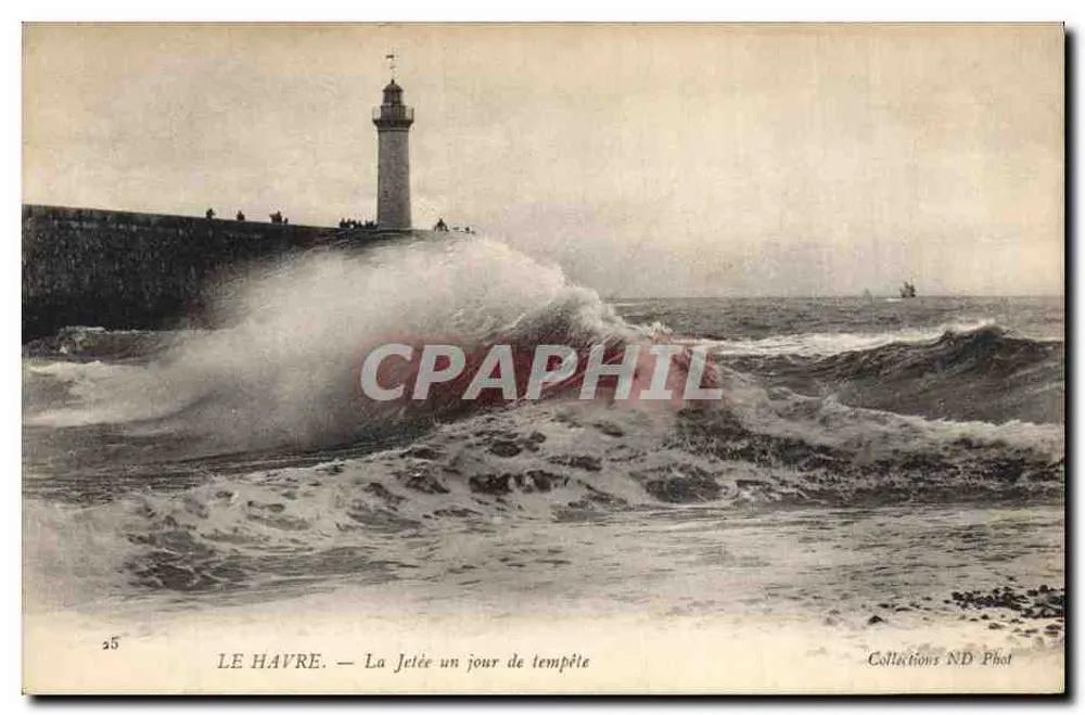 Le Havre — Die Mole an einem stürmischen Tag — Collections ND Phot n°25 - Vorderseite