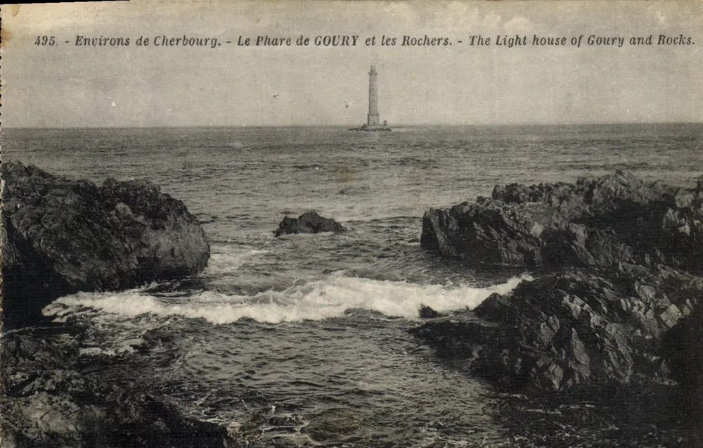Umgebung von Cherbourg — Der Leuchtturm von GOURY und die Felsen — unbekannter Verleger, Nr. 495 - Vorderseite