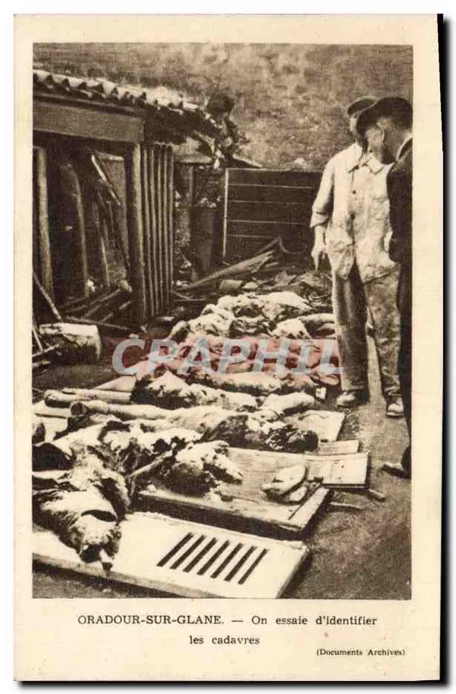 Oradour-sur-Glane — Versuche, die Leichen zu identifizieren — Dokumente der Archive - Vorderseite