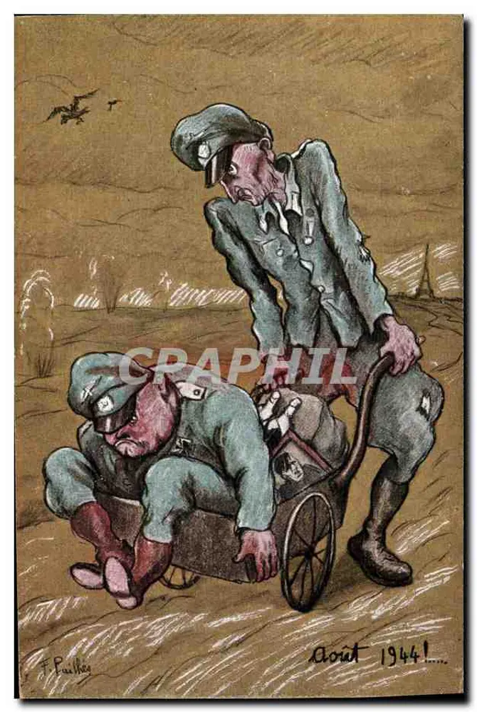 Soldados alemães em desordem — Agosto 1944 — F. Pauthès - Frente