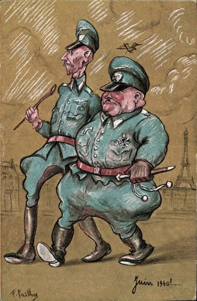 Zwei nazistische Offiziere karikiert — Juni 1940 — F. Paillhig - Vorderseite