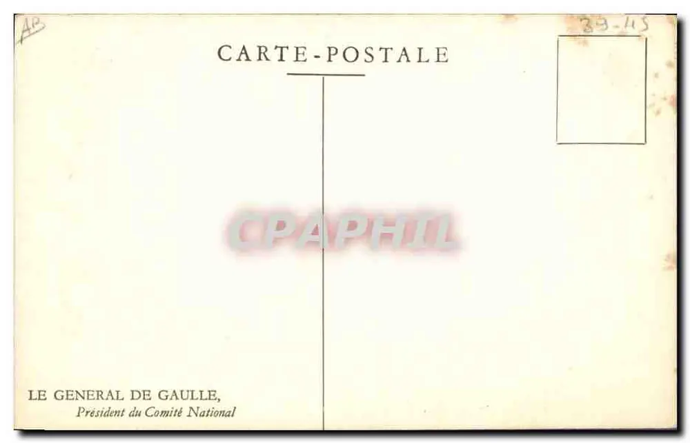 General de Gaulle — Präsident des Nationalkomitees — Ausgabe - Rückseite
