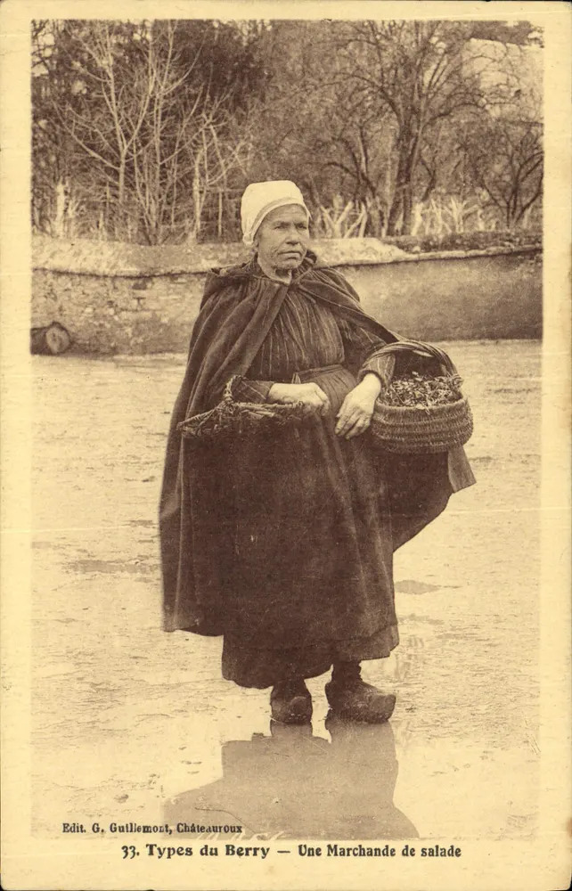 Tipos do Berry — Uma Vendedora de Salada — Edit. G. Guillemont, Châteauroux, n°33 - Frente