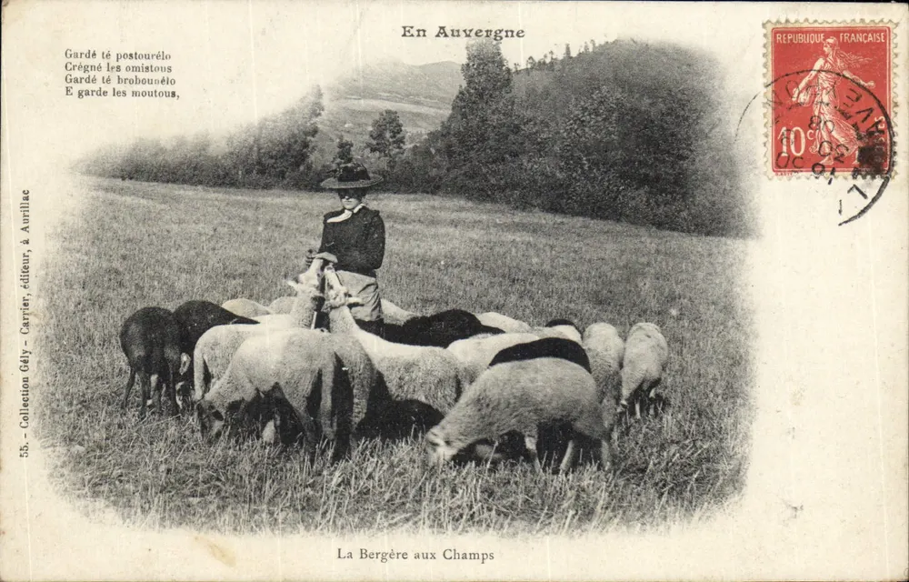 Die Schäferin auf den Feldern — In der Auvergne — Sammlung Gdly, Verlag, in Aurillac - Vorderseite