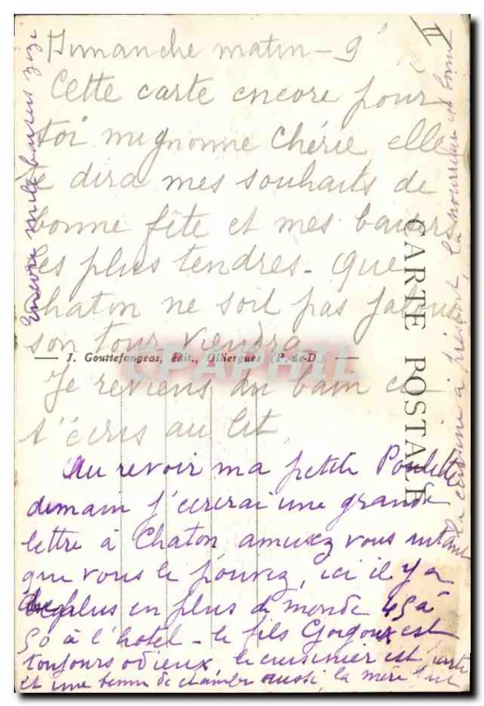 A Auvergne — Mulheres e homem em traje tradicional — G. D.O. - 1011 - Verso