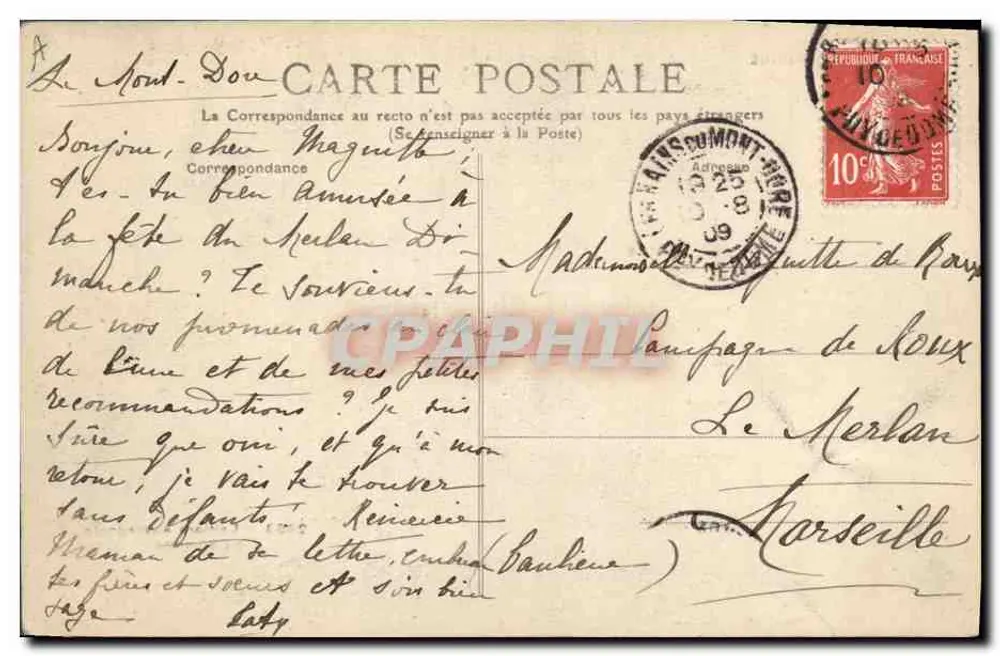 Laitière Auvergnate — Sa Biquette — M. I. L. n°2363 - Verso