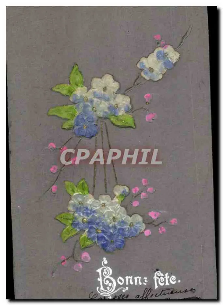Flores azuis e rosas — Carta postal multilingue — editor LAP - Frente