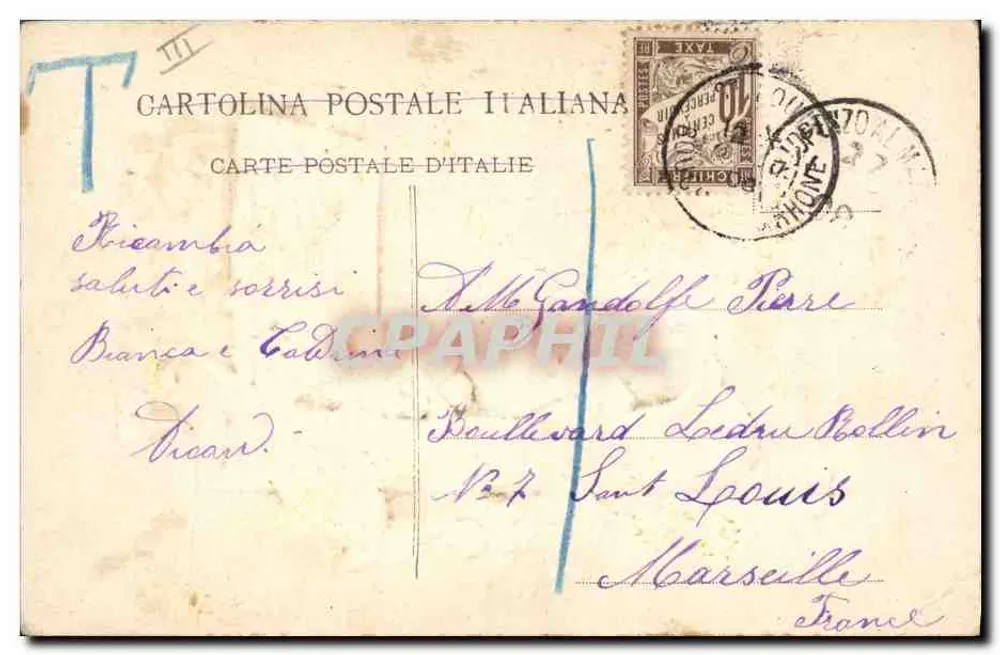 Flores e bandeira italiana — texto 'Ricordami sempre.' — Cartolina Postale Italiana - Verso