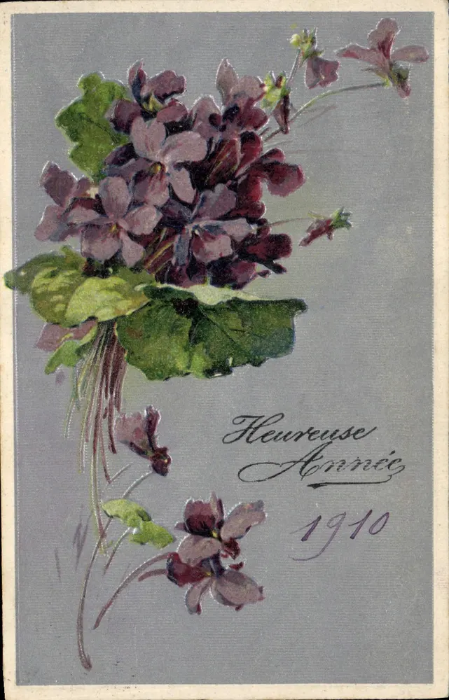 Violetas — carta postal de boas-vindas — série 7330 - Frente