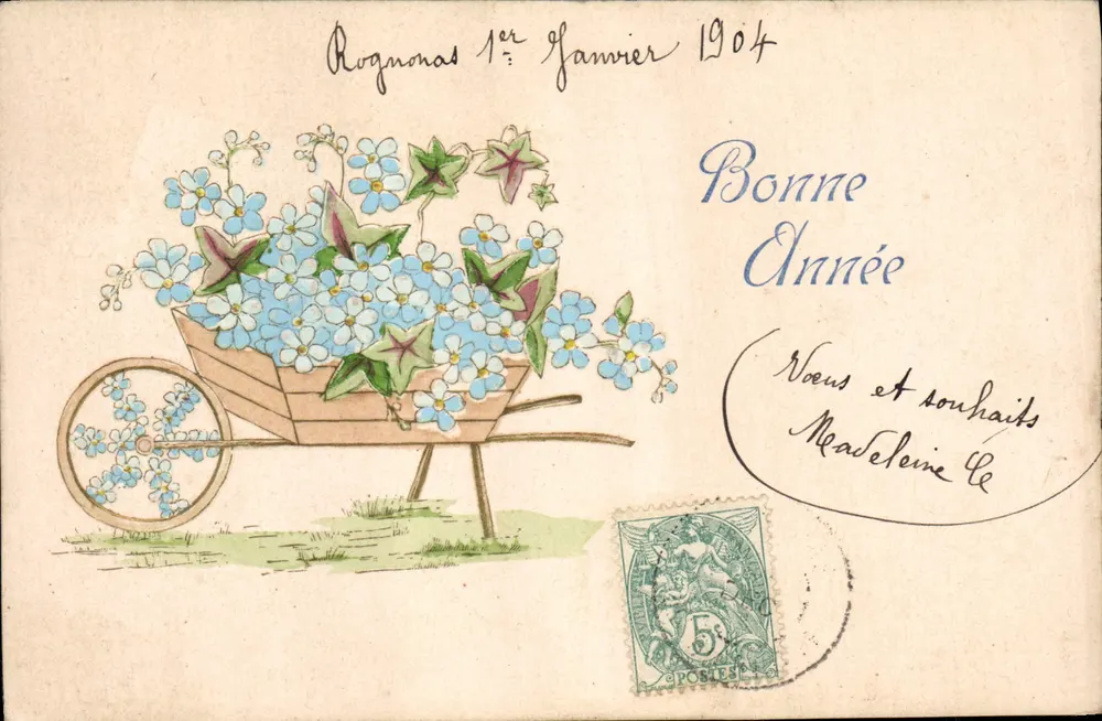 Carta postal de vœux — Boa Ano 1904 — editor não visível - Frente