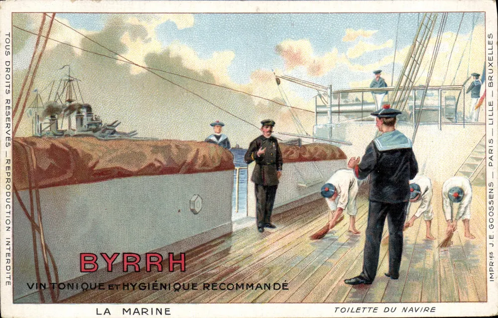 Marina — Tema: marinero y marineros en la cubierta de un barco — J.E. GOOSSENS, LILLE - PARIS - BRUXELLES - Anverso