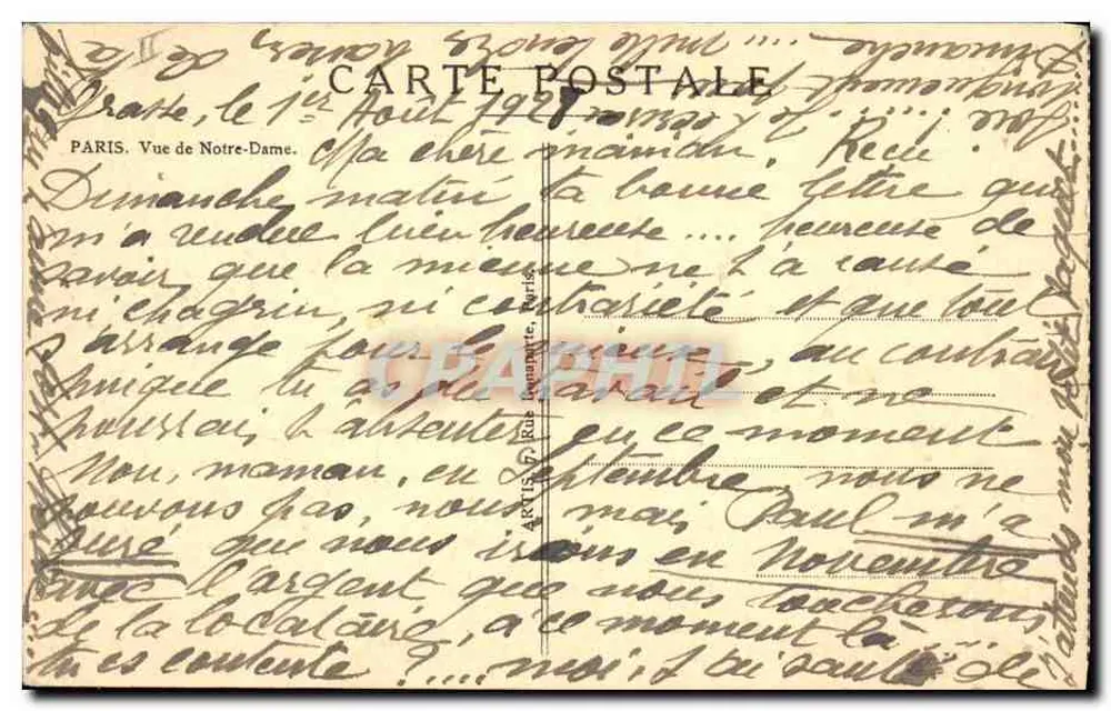 Notre-Dame de Paris — vista de uma ruela — editor A. RUS, Paris - Verso