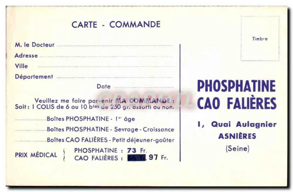 Fósforo e CAO FALIÈRES — publicidade médica — CAO FALIÈRES - Verso