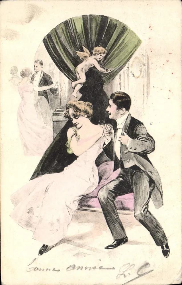 Tanz in Cannes — Ball-Szene mit Cupido — Verlag P.F. B. Serie 2279 - Vorderseite