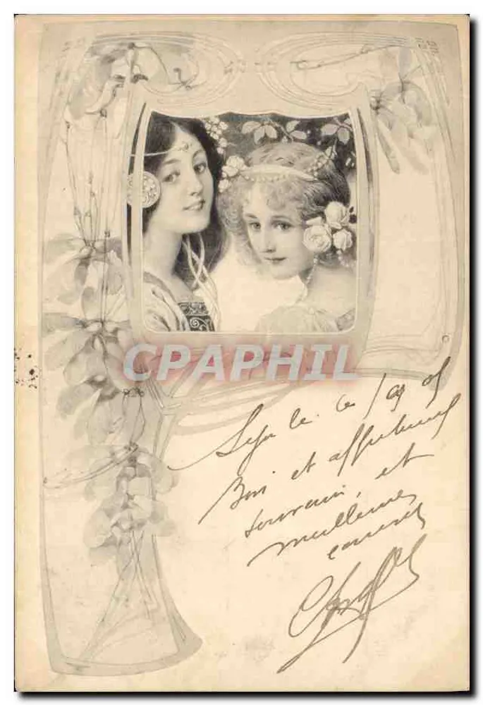 Zwei junge Frauen — Art nouveau — M. M. Vienne, Nr. 166 - Vorderseite