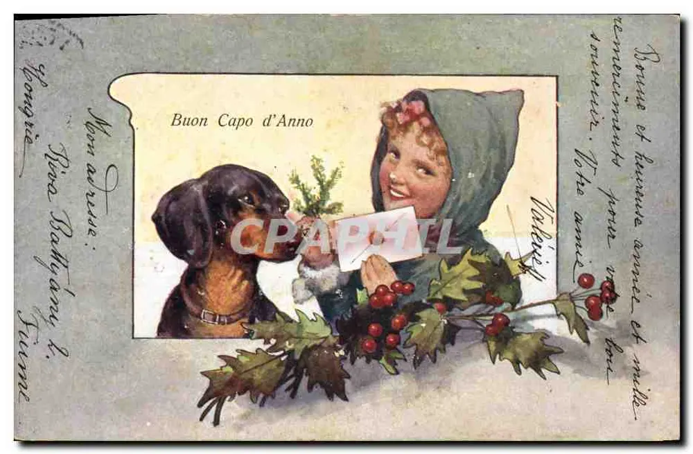 Kind und dänischer Hund — Frohes Neues Jahr — Verlag B. K. W. I. 2676-5 - Vorderseite