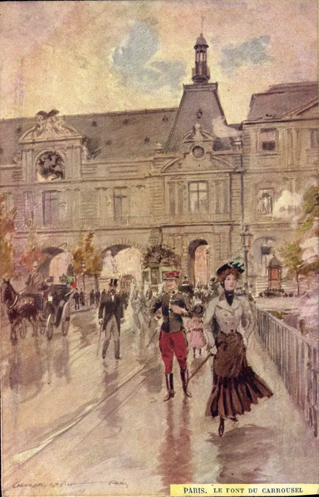 Paris. Le Font du Carrousel — vista pintada por Georges Gattin - Frente