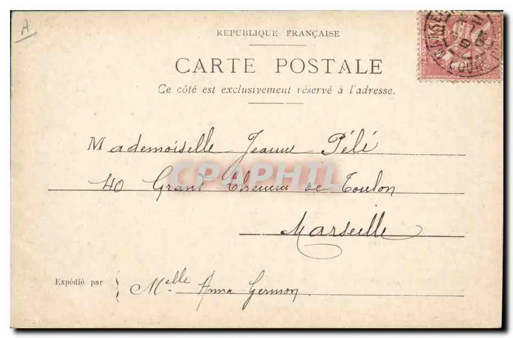 Paris, Avenue du Bois de Boulogne — lebendige Ansicht mit dem Arc de Triomphe im Hintergrund — Zeichnung von Georges Stein, Paris - Rückseite