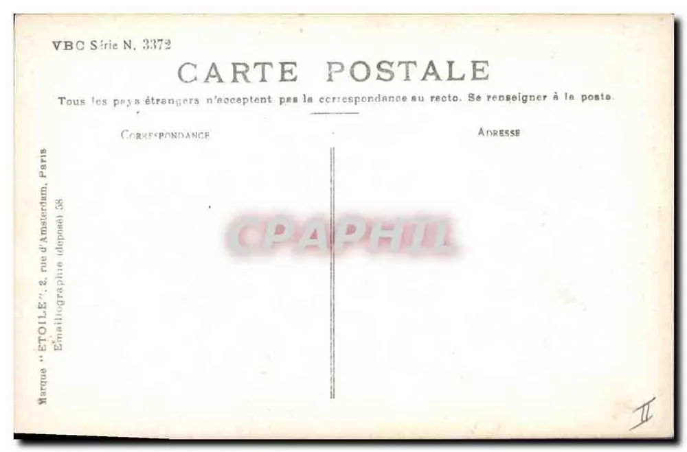Rosier à fleurs bicolores — VBC Série N. 3372 — Marque 'ÉTOILE' Paris - Rewers