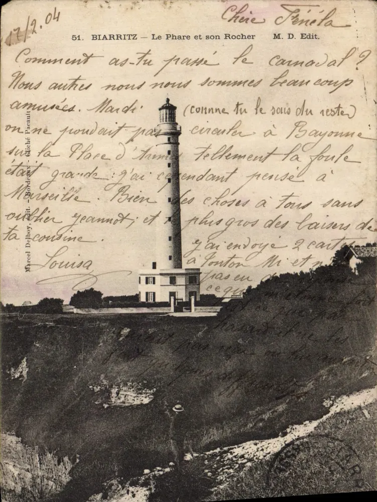 Biarritz — Le Phare et son Rocher — M. D. Edit. - Frente