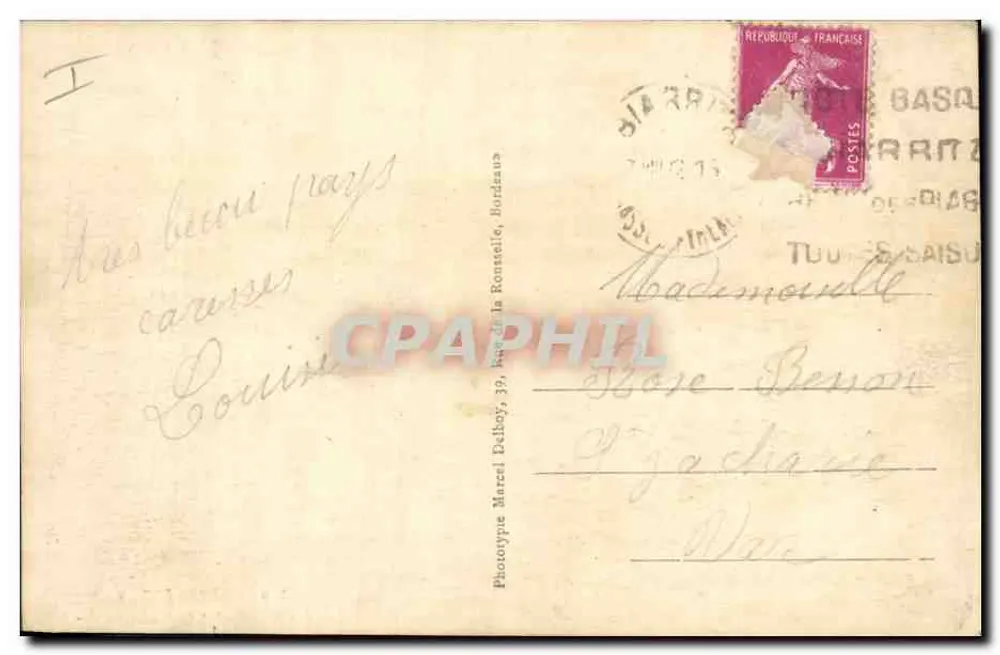 Biarritz - Praia Miramar e o Farol - M. D. - n°139 - Verso