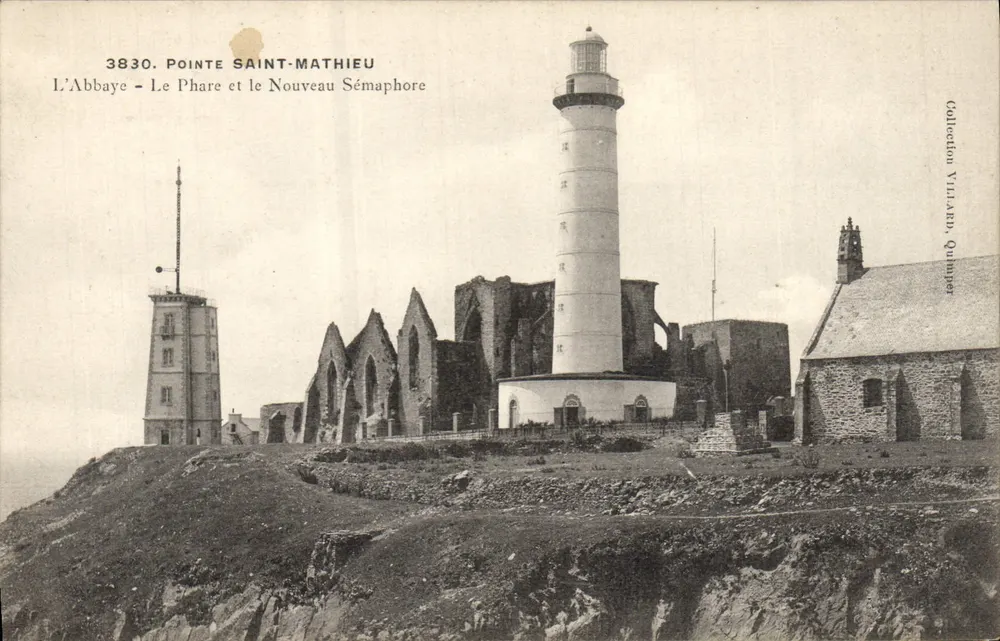 Pointe Saint-Mathieu — Die Abtei, der Leuchtturm und der neue Schiffszeichen — Sammlung Vilard, Quimper - Vorderseite